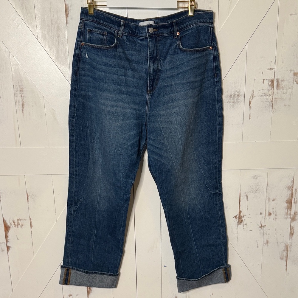 LOFT Blue Straight Leg Cuffed Plus Size Jeans Medium